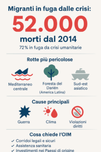 Oltre 52.000 morti tra i migranti in fuga da Paesi in crisi dal 2014: il nuovo allarme dell’ONU