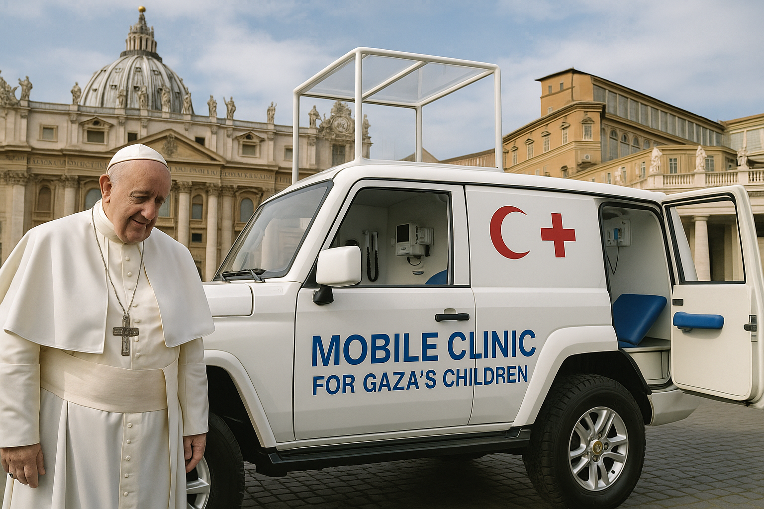L’auto del Papa diventa clinica mobile per i bambini di Gaza