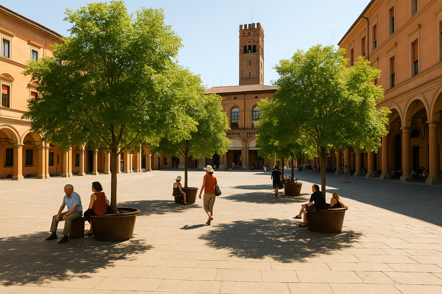 Allerta caldo a Bologna in arrivo 100 alberi in 7 piazze del centro